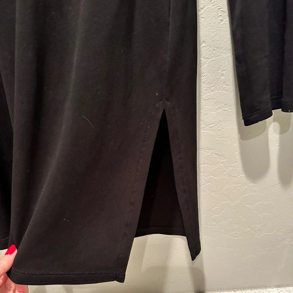 Eileen Fisher Black 100% Silk Tunic Top‎ Medium Minimalist Lagenlook